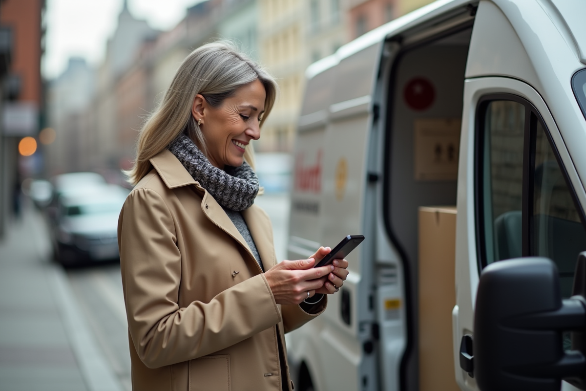 Femme vérifiant le suivi d