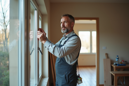 Installateur de fenetre en action dans une maison moderne