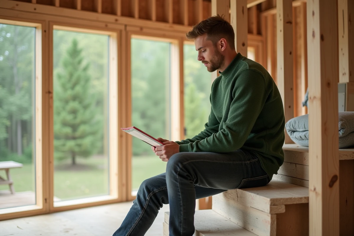 Jeune homme examinant des matériaux écologiques intérieurs