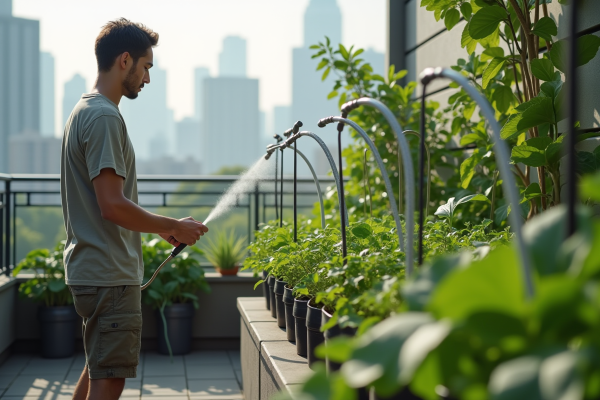 Jeune homme vérifiant un système d