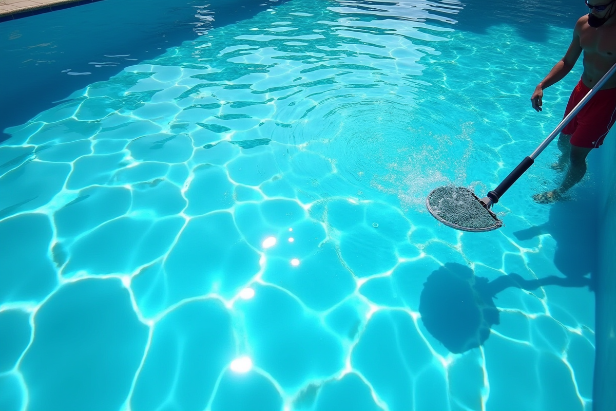 Agent de nettoyage de piscine avec filet à l