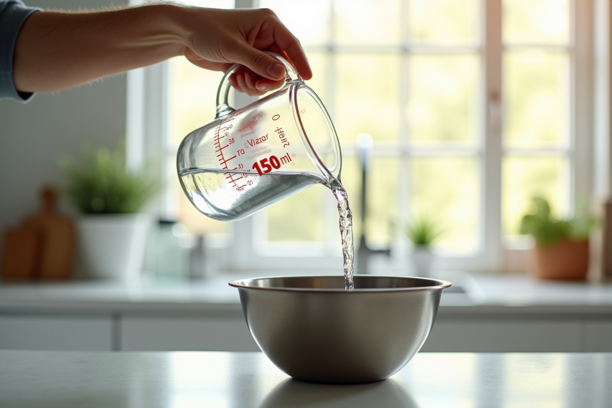 Main versant eau dans un bol en metal avec marque 150 ml